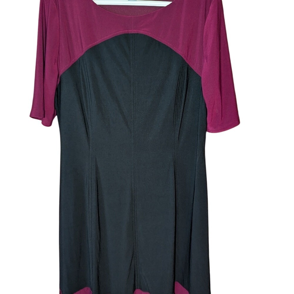 American Living Womens Size 18 Burgundy Black Colorblock Sheath Dress Stretch